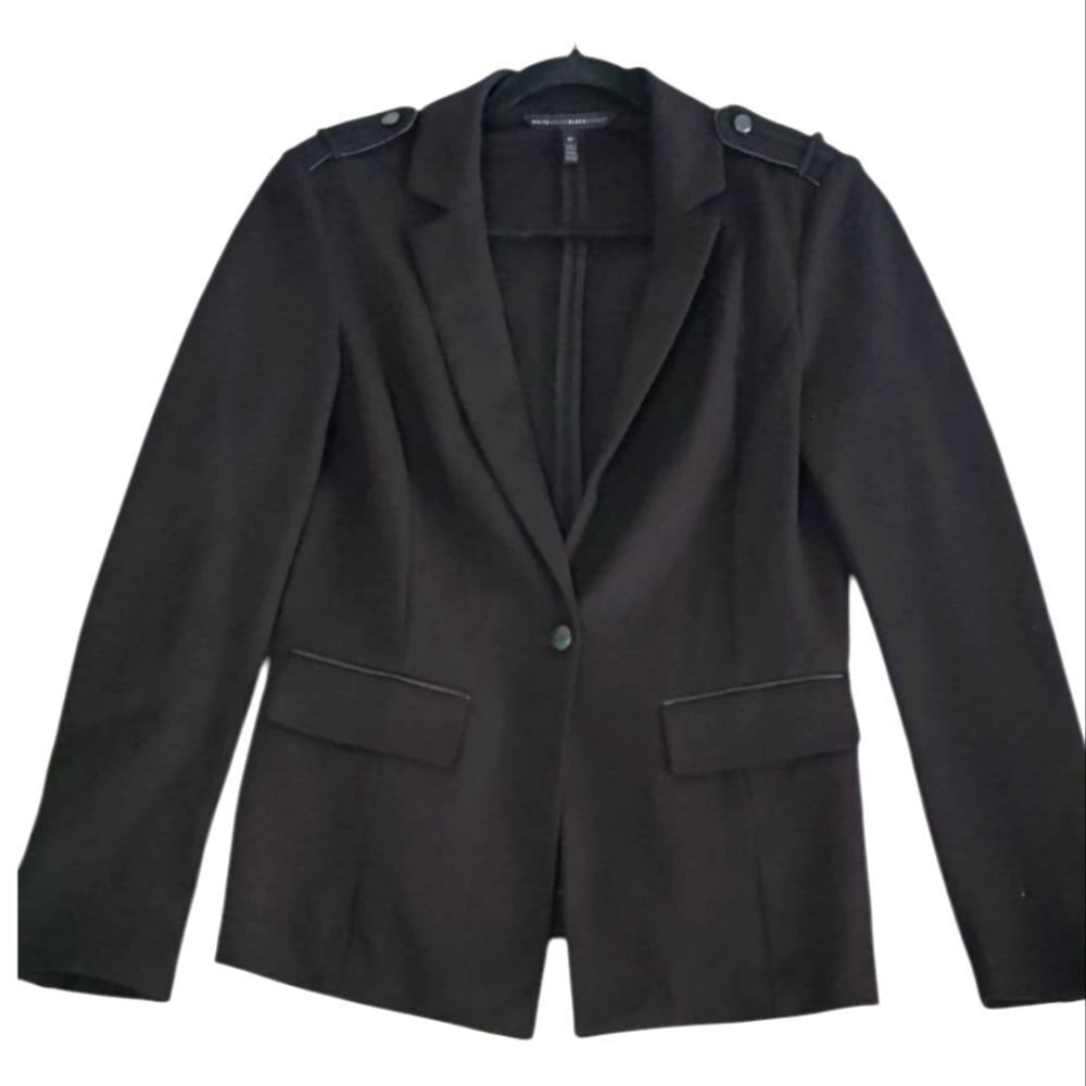 White House Black Market Black Blazer with Epaulettes Size 10